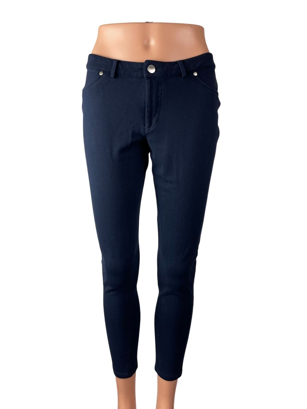 Tommy Hilfiger Women's Navy Blue Mid Rise Slim Skinny Trousers Pants Size S